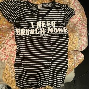 Victoria's Secret Black and White Striped Pajama Top